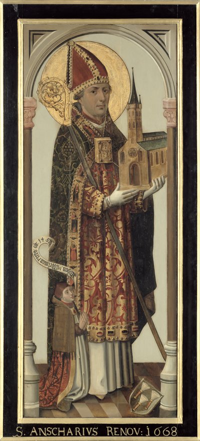 Votiefpaneel met afbeelding van St. Ansgar, 1457 door Hans Bornemann